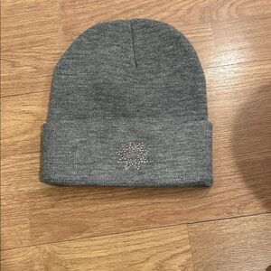 Elegant Gray Knit Beanie with Embellishment